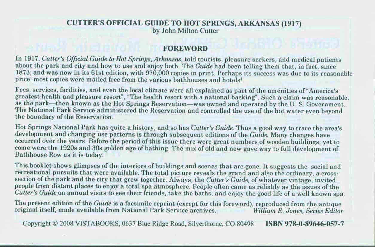 cutter's official guide to hot springs, arkansas. vist0057a
